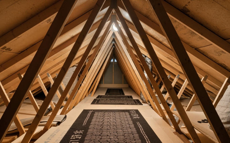 Converted loft bedroom with roof windows